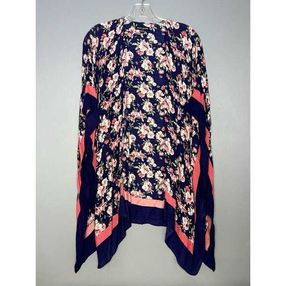 Mario Serrani Open Front Kimono Cardigan One Size Lagenlook Floral Boho Festival - Picture 9 of 10